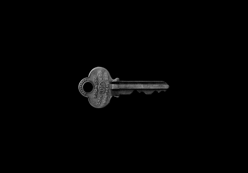 key on a black background