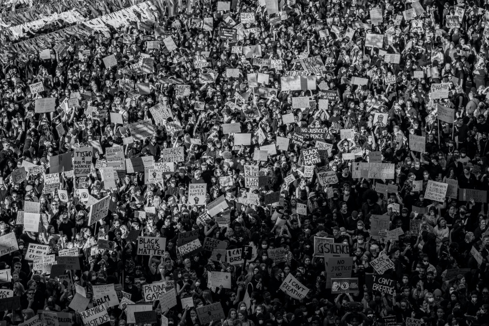 Protesters with signs