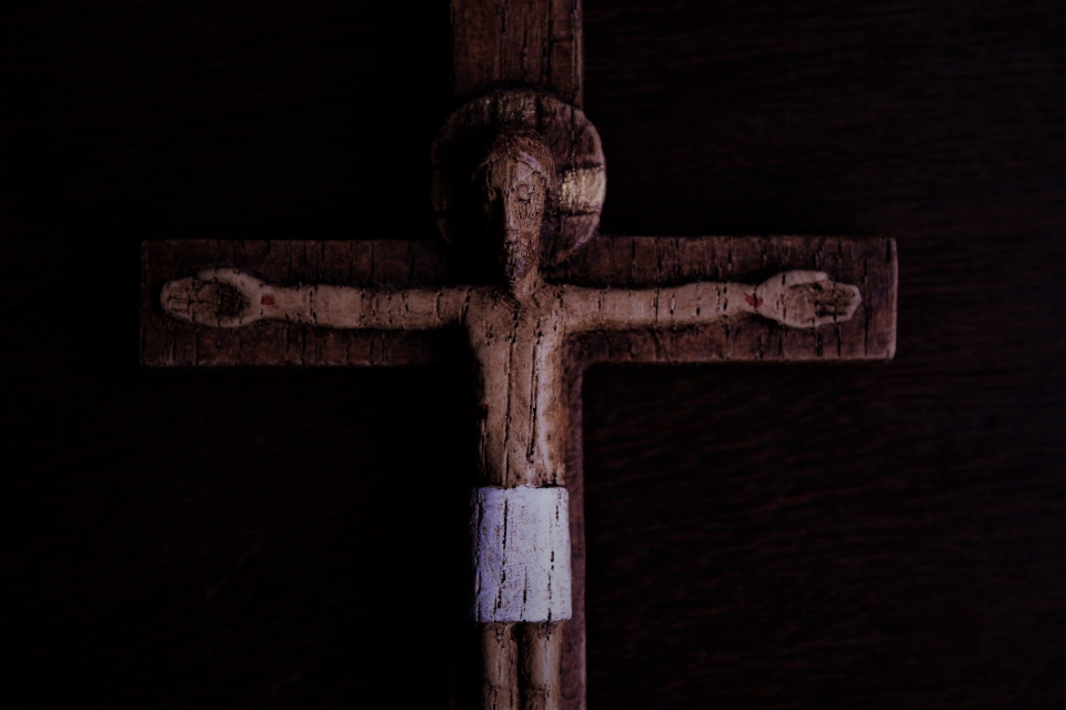 Wooden figurine of a crucified Jesus