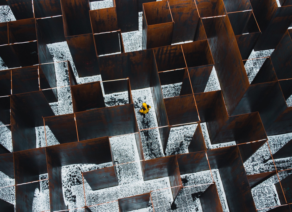 person navigating a maze