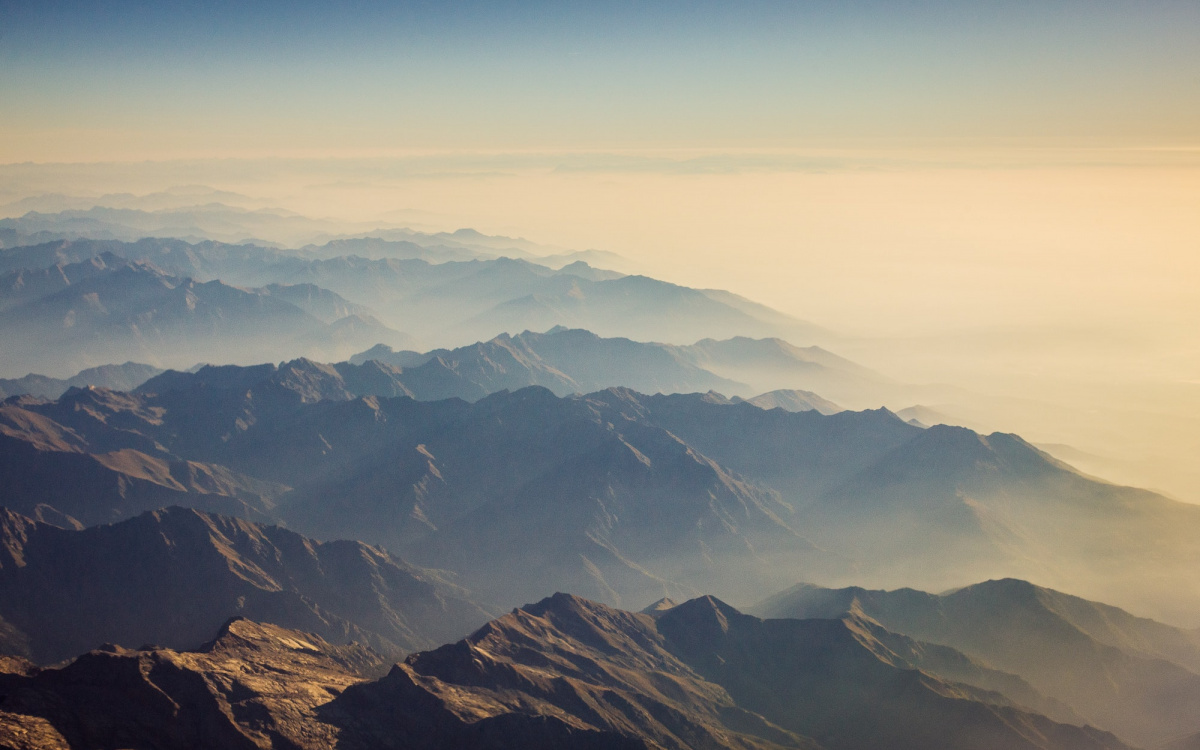 mountains with fog