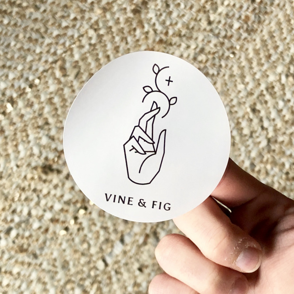 Vine & Fig sticker showing the logo and word mark